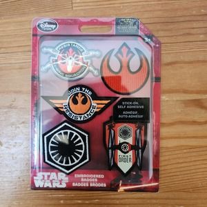 Disney Store 5 Pk Star Wars The Force Awakens Embroidered Stick-On Badge Set NEW